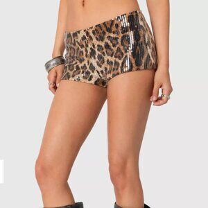 Edikted - Leopard Sparkle Micro Shorts - M
